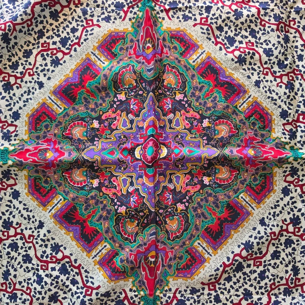 Vintage 1988 Smithsonian Institution Silk Scarf Persian Paisley Floral Medallion